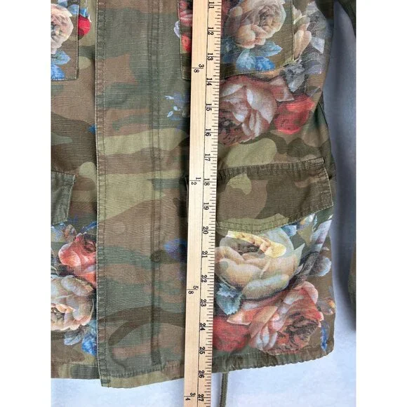 Floral Camouflage Military Style Jacket Jealous Tomato Utility Zipper Snap - Picture 8 of 14